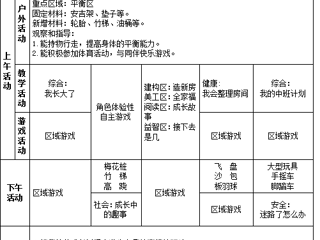 中一班第一周周计划