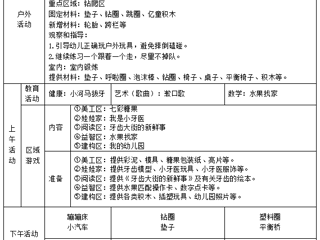 小三班第六周工作计划