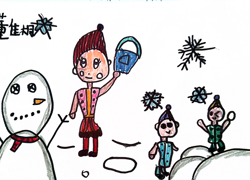 初雪天一起堆雪人！