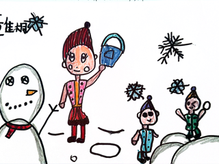 初雪天一起堆雪人！